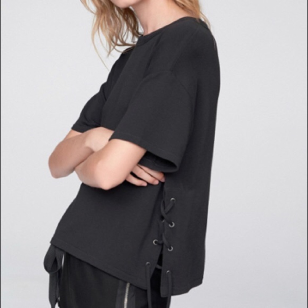 Rag & bone side lace up tee black M